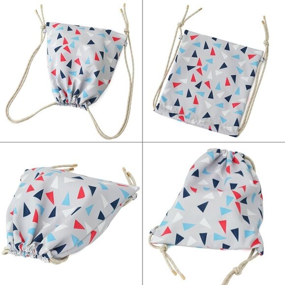 Lightweight Drawstring Backpack Women Boho Geometric Triangle Polyester
